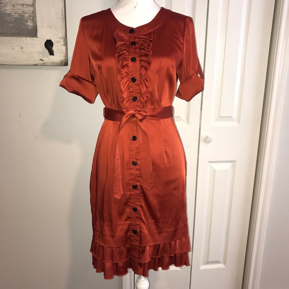 Mid length burnt orange sophisticated sexy dress🔥